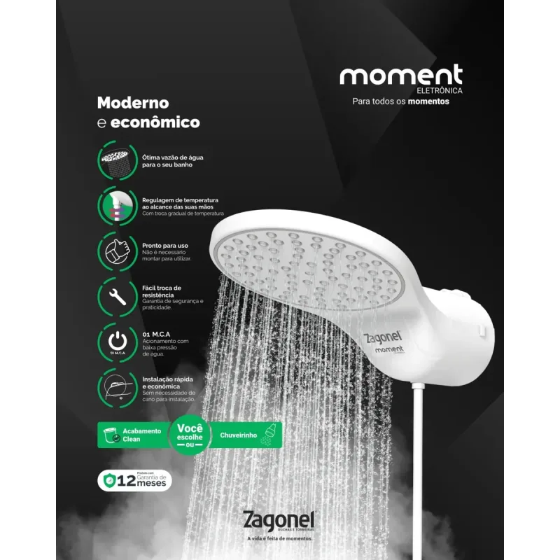 Ducha Moment Eletronica 220V 7500W - Zagonel