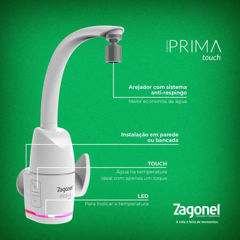 Torneira Prima Touch Eletronica 220V - Zagonel — Eletrônicos